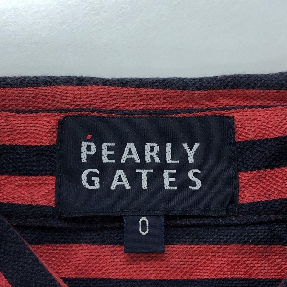 パーリーゲイツ 長袖シャツ レッド×ネイビー ストライプ ボタンダウン レディース 0(S) ゴルフウェア PEARLY GATES_画像4