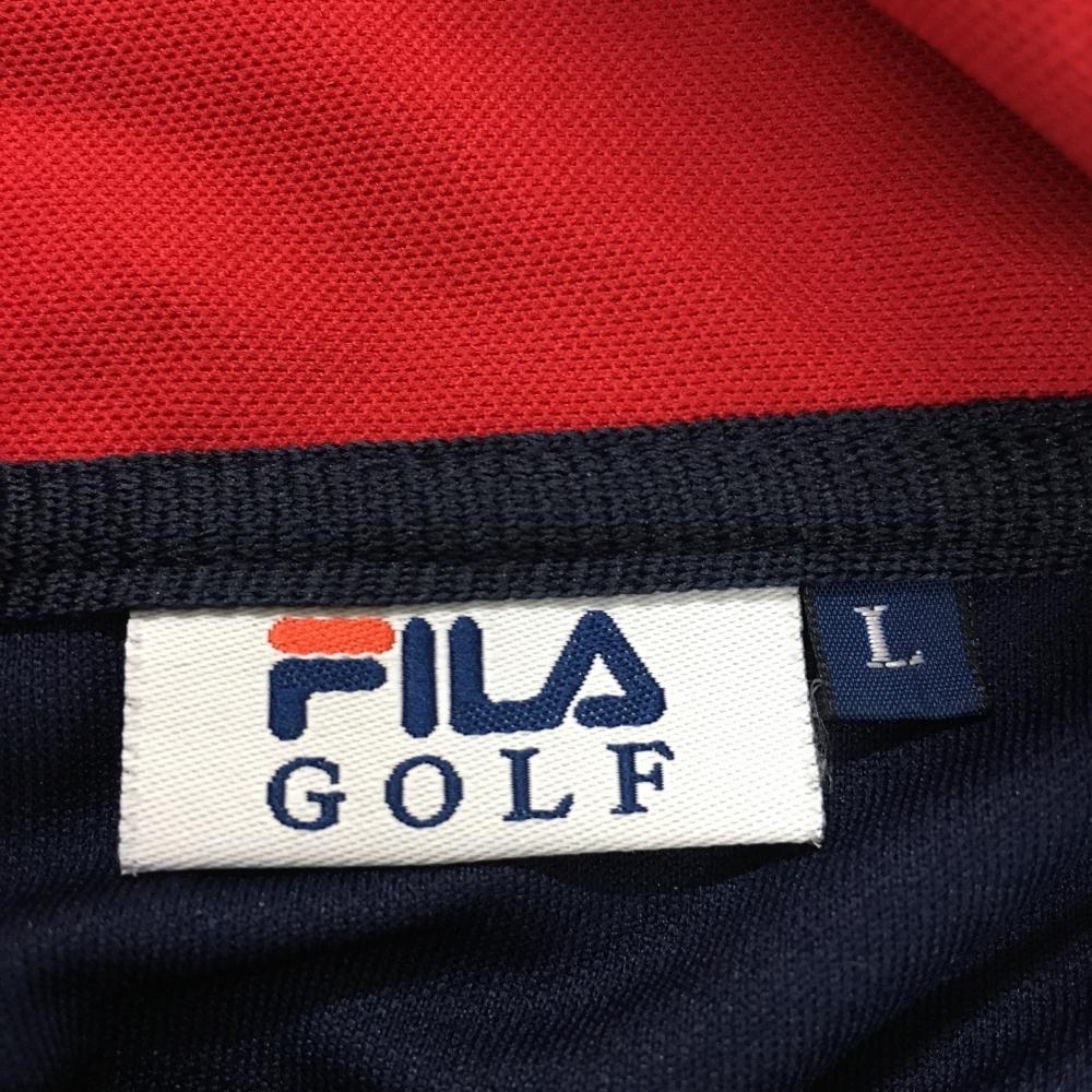 フィラゴルフ 半袖ハイネックシャツ ネイビー×白 袖ライン ハーフジップ レディース L ゴルフウェア FILA GOLF_画像4