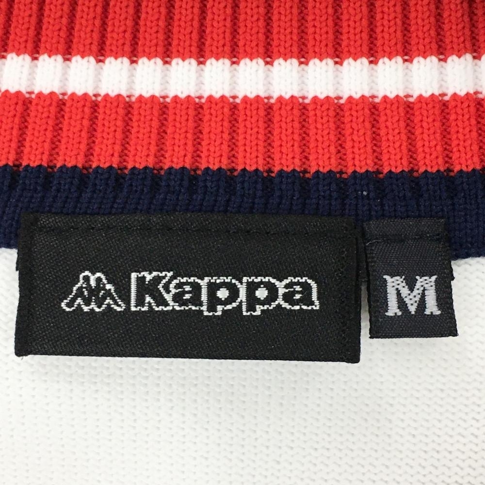 【超美品】カッパ ニットベスト 白×レッド 前ケーブル編み Vネック レディース M ゴルフウェア Kappa_画像4