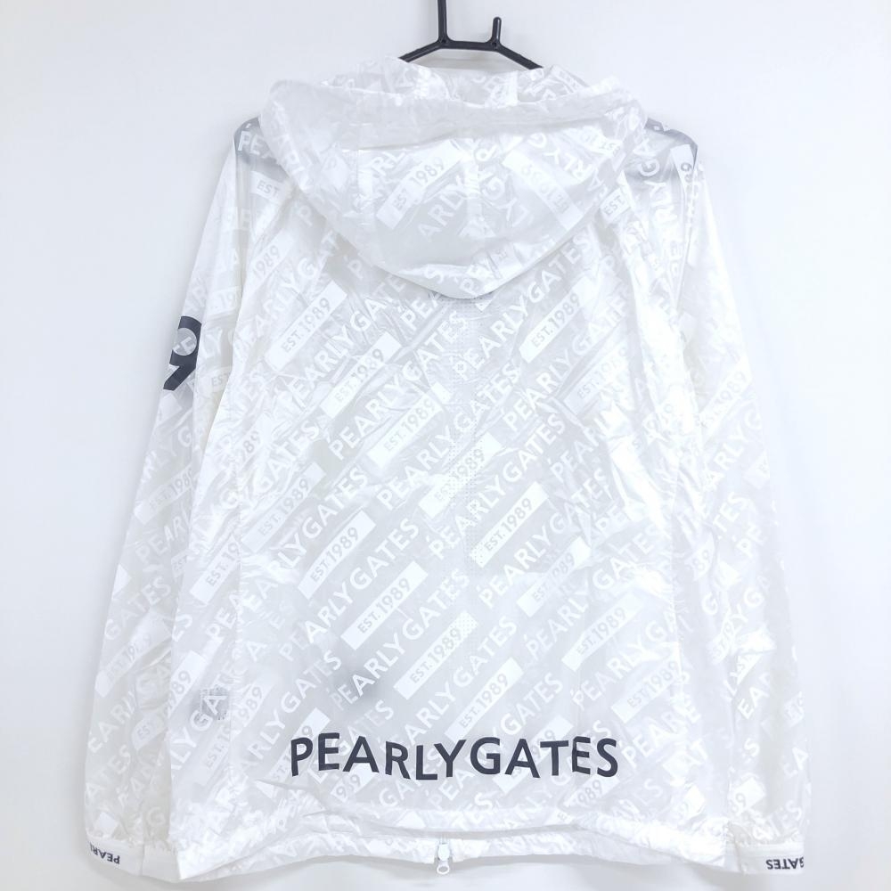 【新品】パーリーゲイツ ナイロンパーカー 白 ロゴ総柄 透け感 PERTEX ブルゾン メンズ 5(L) ゴルフウェア PEARLY GATESの画像2