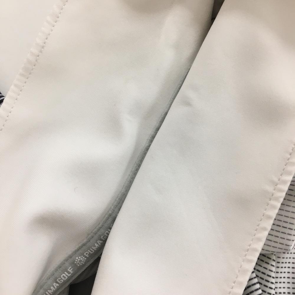 プーマ 半袖ポロシャツ 白×黒 細ストライプ 一部チェック柄 DRYCELL メンズ M ゴルフウェア PUMA_画像6