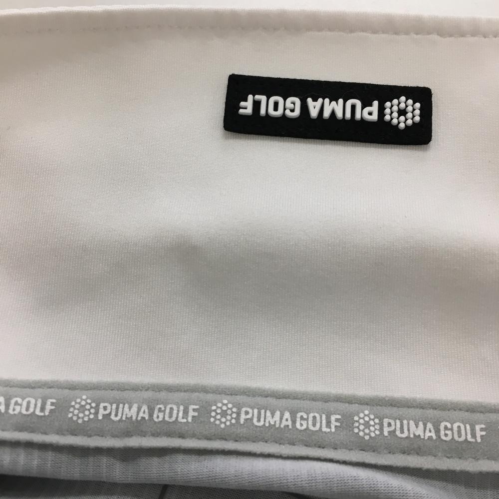 プーマ 半袖ポロシャツ 白×黒 細ストライプ 一部チェック柄 DRYCELL メンズ M ゴルフウェア PUMAの画像7