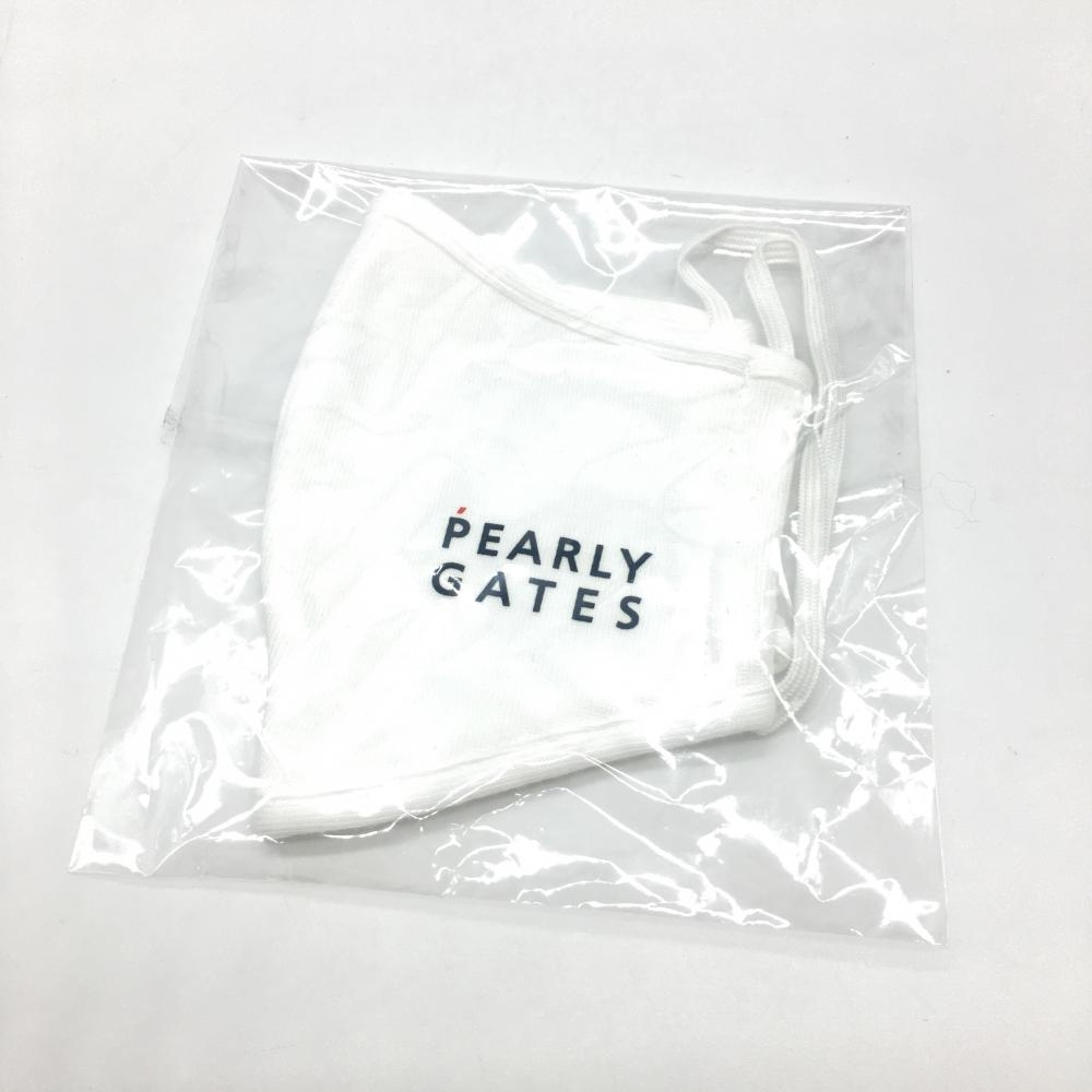 【未使用品】パーリーゲイツ マスク 白×ネイビー ロゴプリントゴルフ PEARLY GATES_画像1