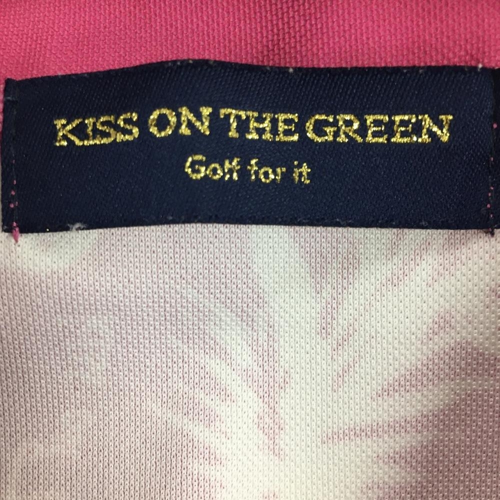 【超美品】キスオンザグリーン 半袖ポロシャツ ピンク×白 パイナップル柄 レディース 2(M) ゴルフウェア kiss on the green_画像5