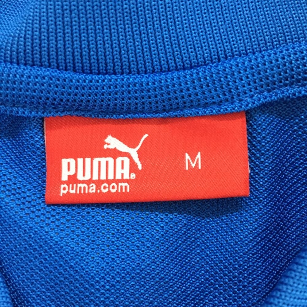 プーマ 半袖ポロシャツ ブルー×イエロー 前ボーダー メンズ M ゴルフウェア PUMA_画像4