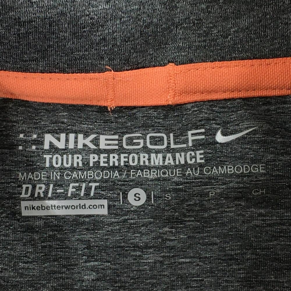 【超美品】ナイキ 半袖ポロシャツ グレー×黒 ハーフジップ DRI-FIT メンズ S ゴルフウェア NIKE_画像4