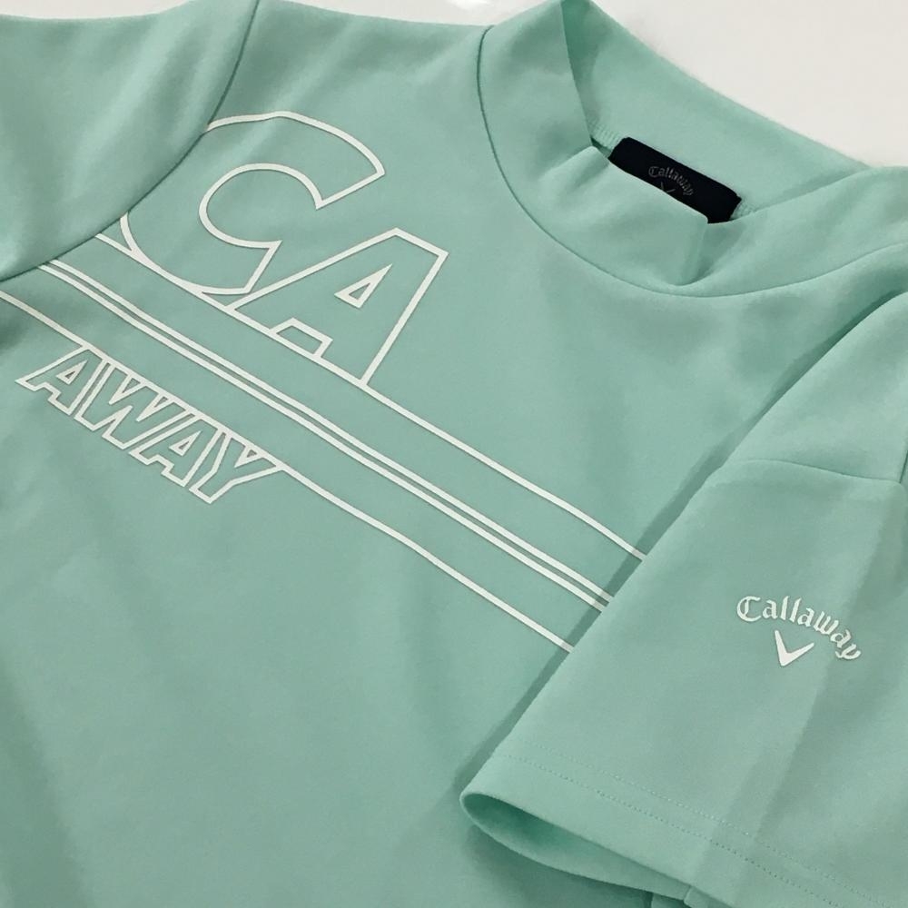 キャロウェイ 半袖ハイネックシャツ ライトグリーン×白 フロントロゴ レディース S ゴルフウェア 2022年モデル Callaway_画像3