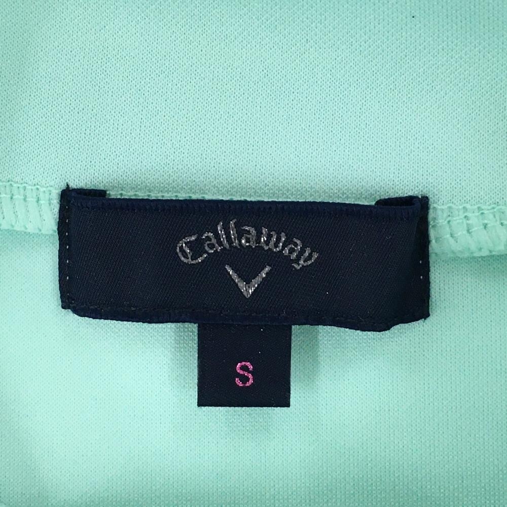 キャロウェイ 半袖ハイネックシャツ ライトグリーン×白 フロントロゴ レディース S ゴルフウェア 2022年モデル Callaway_画像4