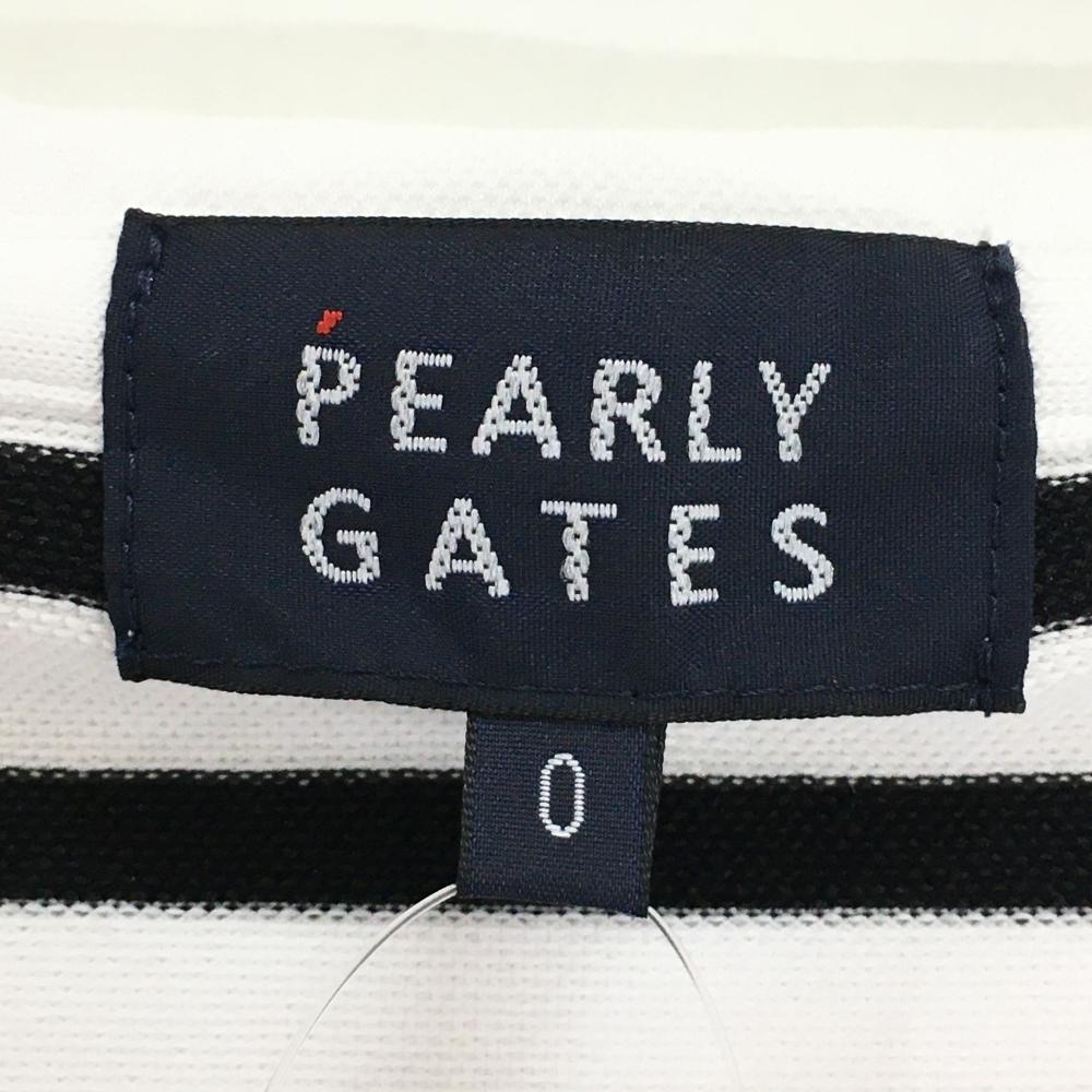 【超美品】パーリーゲイツ 半袖ポロシャツ 白×ダークネイビー ボーダー レディース 0(S) ゴルフウェア 2021年モデル PEARLY GATES_画像8