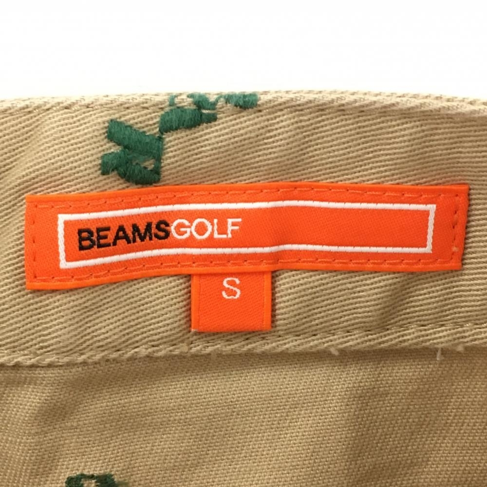 ビームスゴルフ スカート ライトブラウン×グリーン 刺しゅう総柄 レディース S ゴルフウェア BEAMS GOLF_画像5