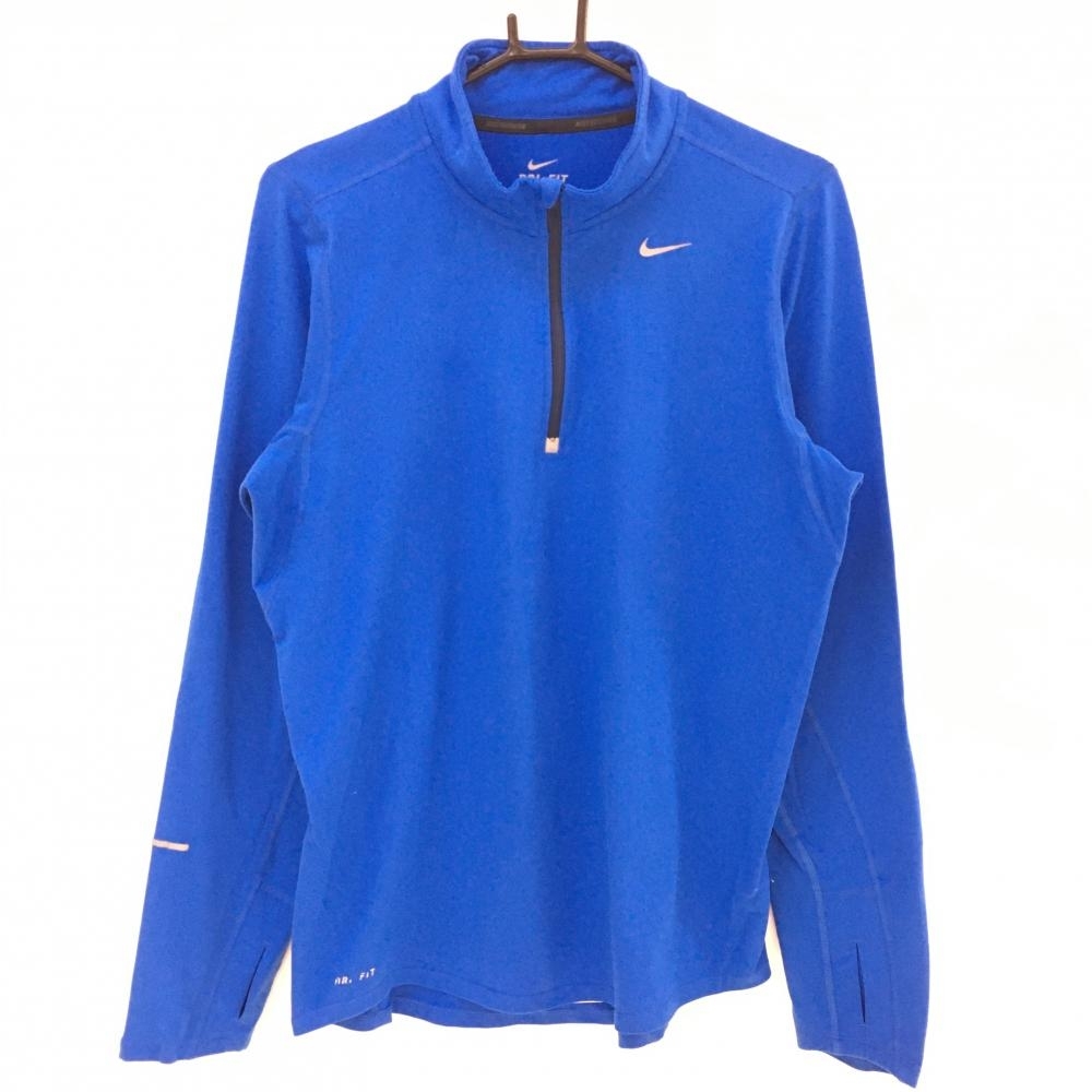 【美品】ナイキ 長袖ハイネックシャツ ブルー DRI-FIT ハーフジップ メンズ S ゴルフウェア NIKE_画像1