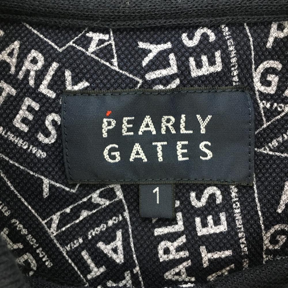 【美品】パーリーゲイツ 半袖ポロシャツ ネイビー×白 ロゴ総柄 レディース 1(M) ゴルフウェア 2021年モデル PEARLY GATES_画像6