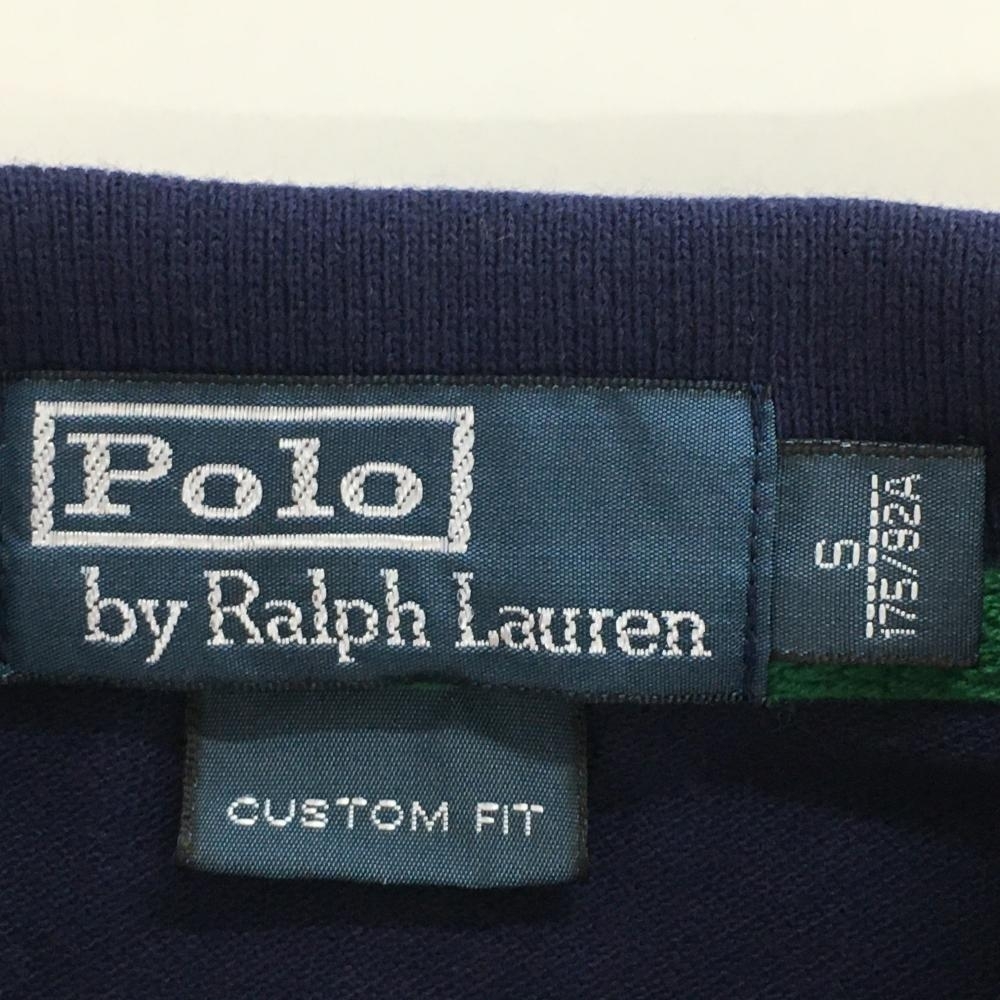 【美品】ポロbyラルフローレン 半袖ポロシャツ ネイビー×イエロー USAワッペン コットン100％ メンズ S ゴルフウェア Ralph Lauren_画像6