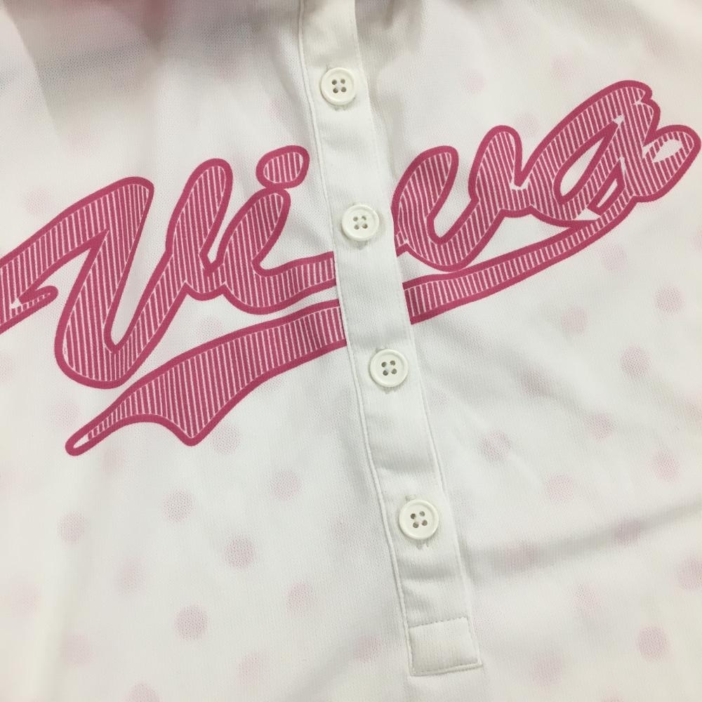 ビバハート 半袖ポロシャツ 白×ピンク 背面ドット サイド引っ掛かり レディース 40(M) ゴルフウェア VIVA HEART_画像3