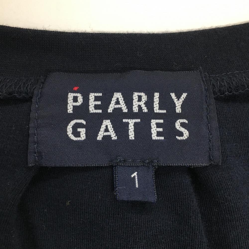 【美品】パーリーゲイツ ノースリーブシャツ ダークネイビー ロゴ白刺しゅう レディース 1(M) ゴルフウェア PEARLY GATESの画像5