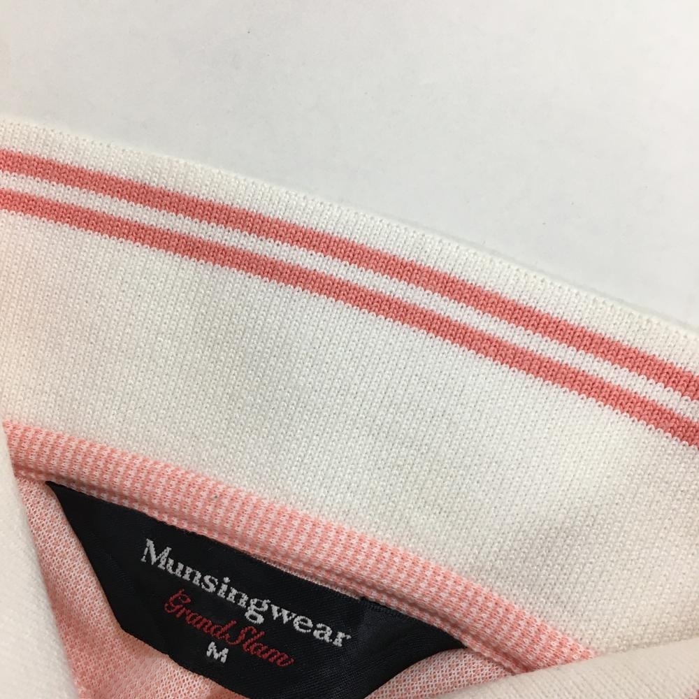 【美品】マンシングウェア 半袖ポロシャツ ピンク×白 織生地 レディース M ゴルフウェア Munsingwear_画像7