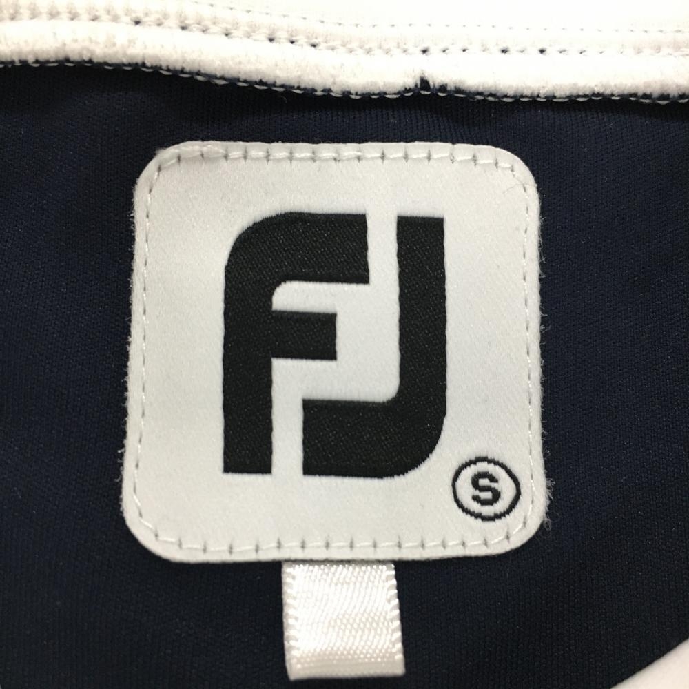 【超美品】フットジョイ 半袖ハイネックシャツ ネイビー×白 ロゴボーダー レディース S ゴルフウェア FootJoy_画像4