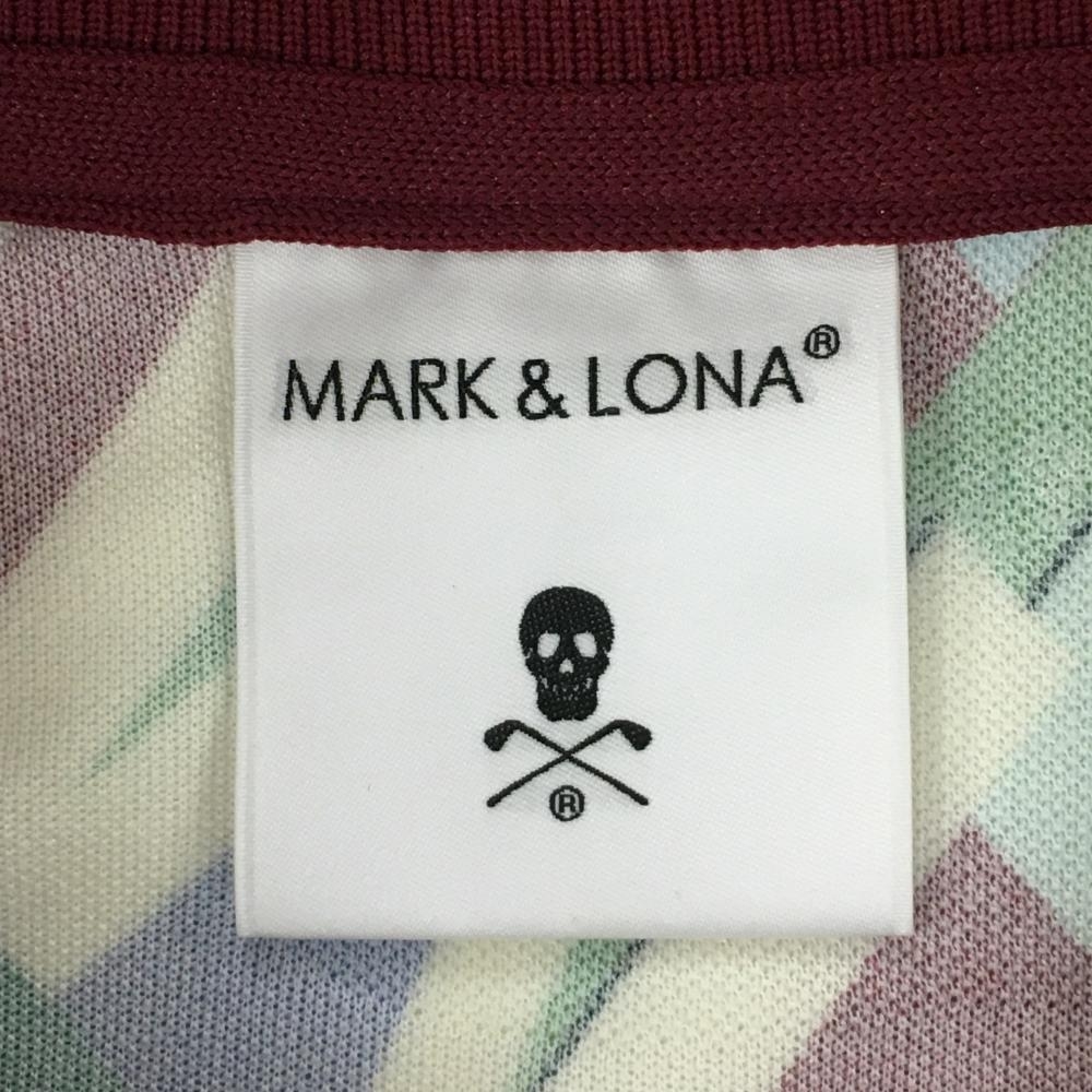 【超美品】マークアンドロナ 半袖ポロシャツ ライトブルー×ボルドー 総柄 メンズ 48 ゴルフウェア 2023年モデル MARK＆LONA_画像5