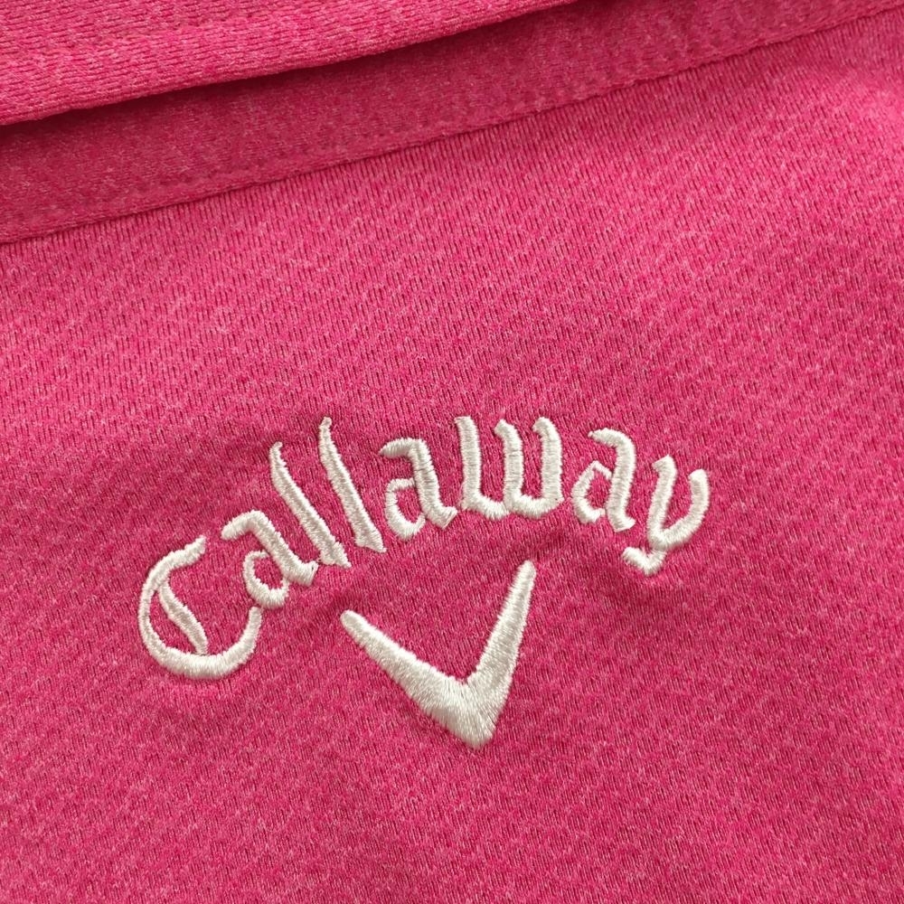 【超美品】キャロウェイ 半袖ポロシャツ ピンク×レッド 一部リーフ柄 ストレッチ メンズ L ゴルフウェア Callaway_画像4