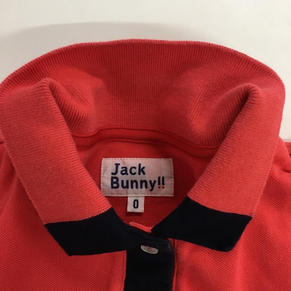 ジャックバニー 半袖ポロシャツ レッド×ネイビー フエルトロゴ レディース 0(S) ゴルフウェア Jack Bunny_画像7