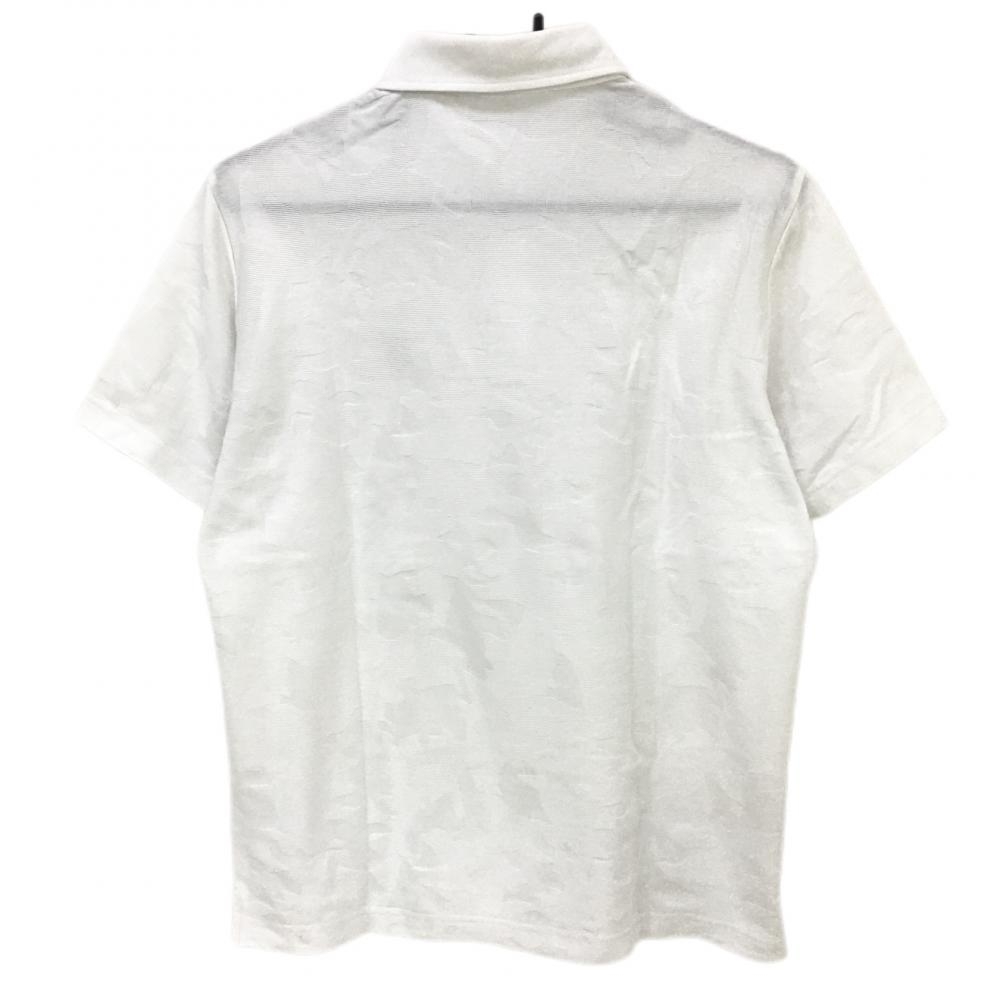[ beautiful goods ] Munsingwear wear polo-shirt with short sleeves white total pattern woven cloth men's L Golf wear Munsingwear