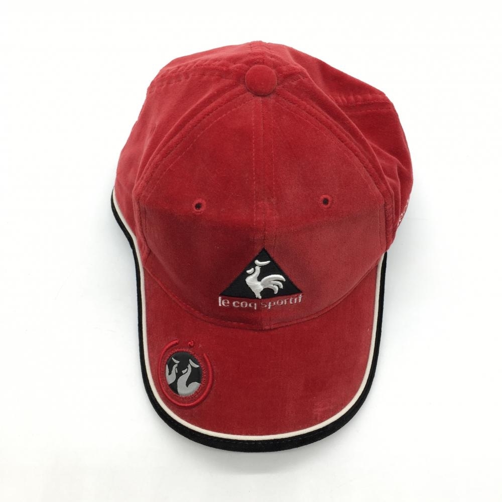  Le Coq cap red × black velour style cotton 100% FREE Golf wear le coq sportif