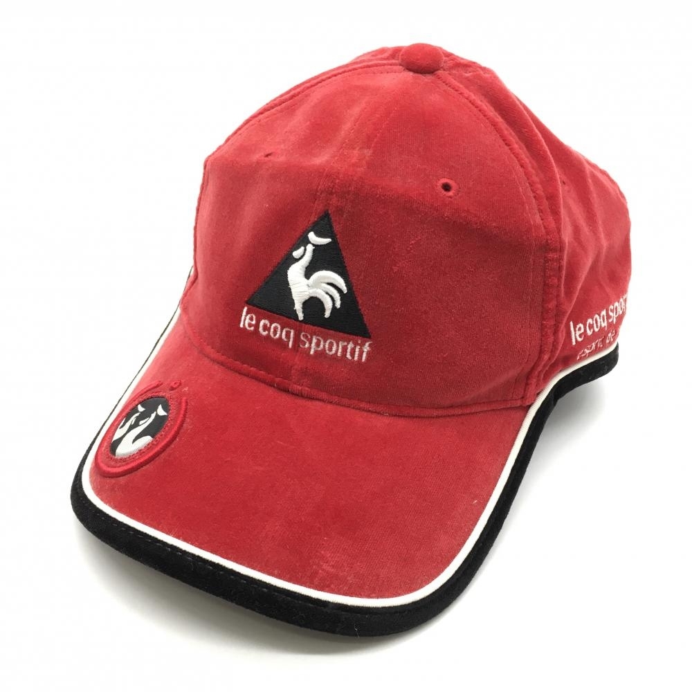  Le Coq cap red × black velour style cotton 100% FREE Golf wear le coq sportif