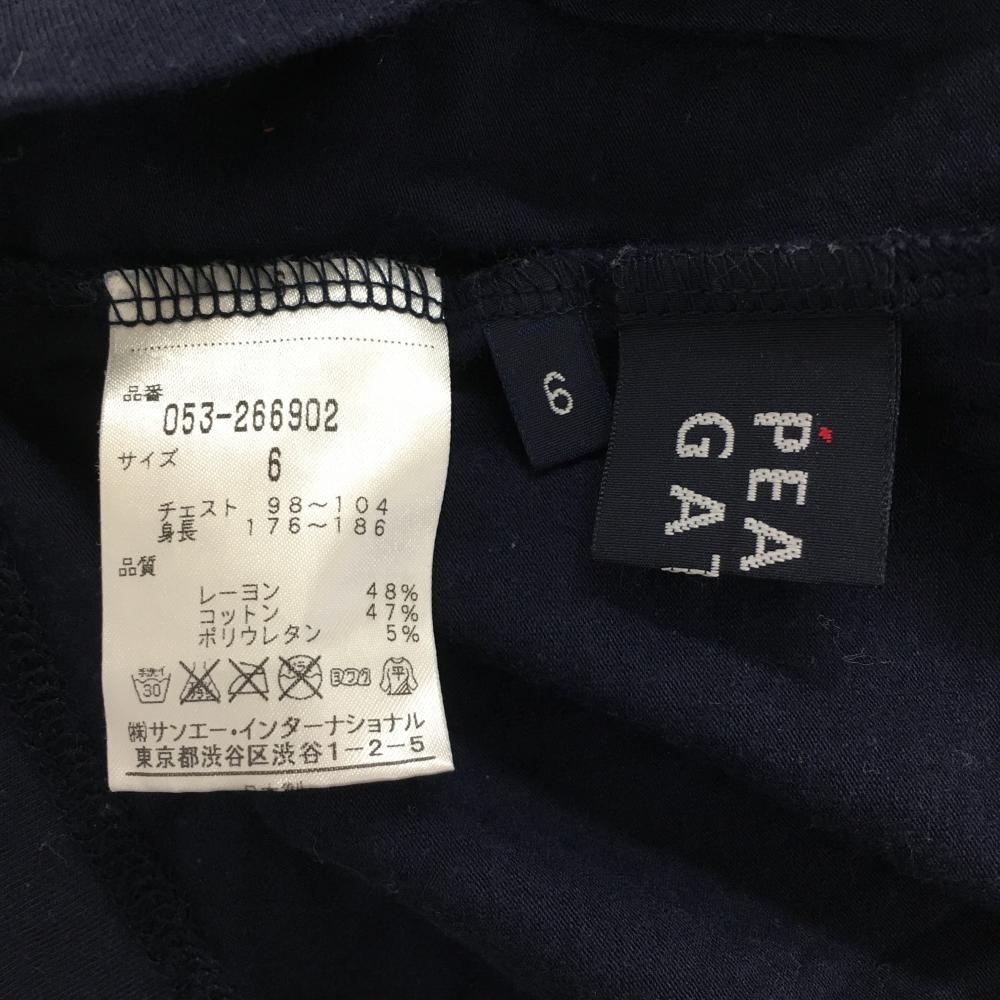 パーリーゲイツ 長袖ハイネックシャツ ネイビー×白 ロゴプリント コットン混 メンズ 6(XL) ゴルフウェア PEARLY GATES_画像3