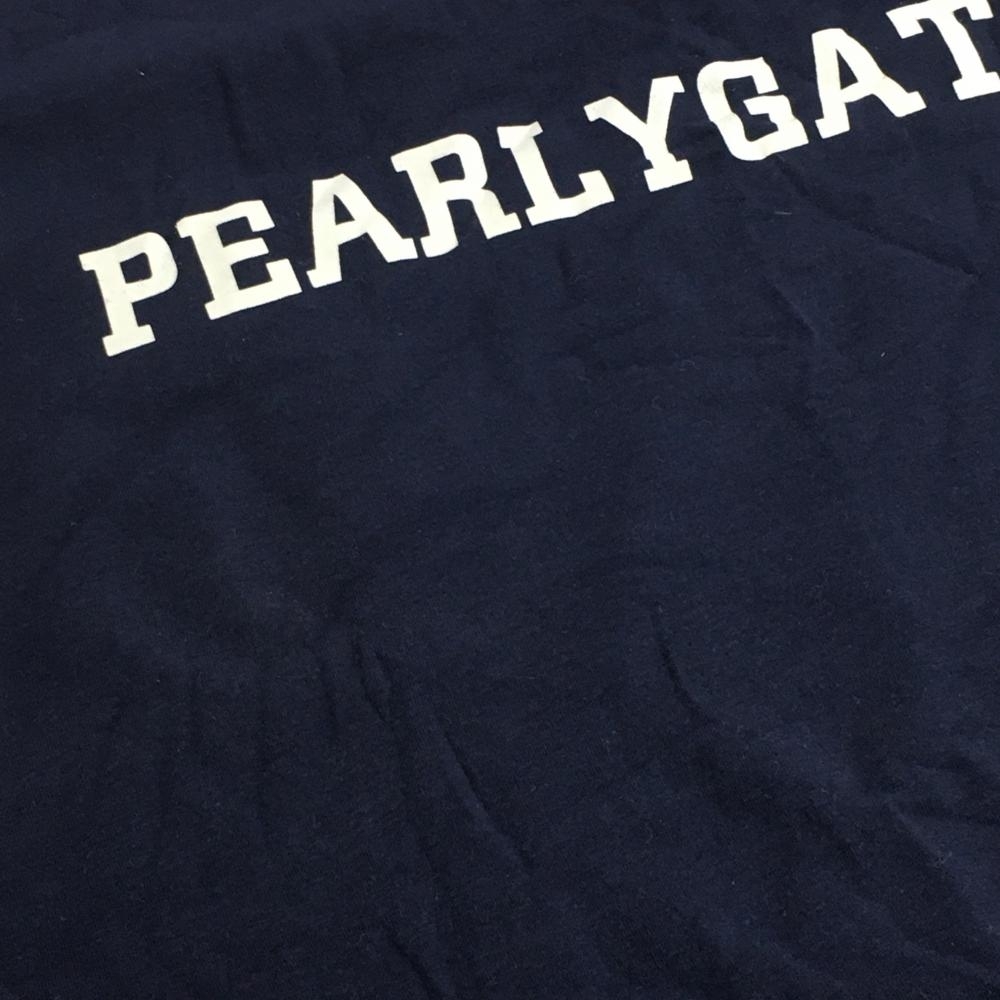 パーリーゲイツ 長袖ハイネックシャツ ネイビー×白 ロゴプリント コットン混 メンズ 6(XL) ゴルフウェア PEARLY GATES_画像6