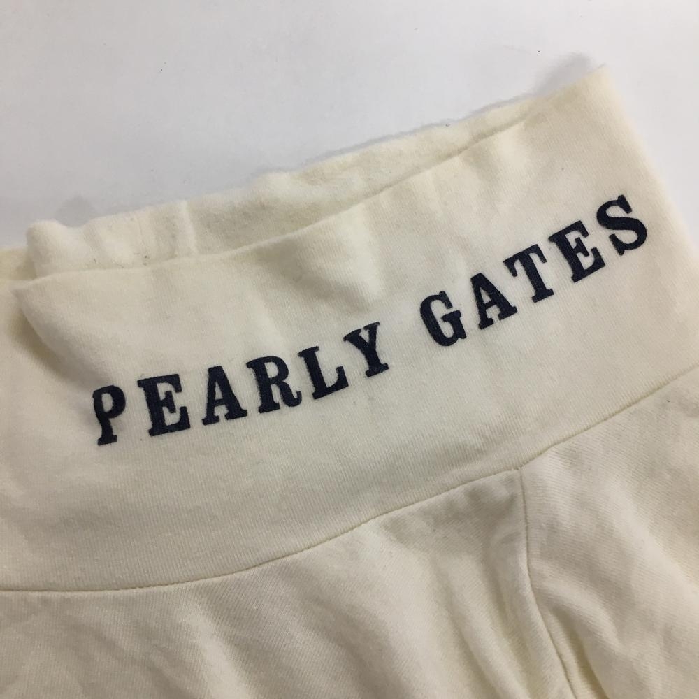 パーリーゲイツ 長袖ハイネックシャツ 白×ネイビー ロゴプリント コットン混 メンズ 6(XL) ゴルフウェア PEARLY GATES_画像4