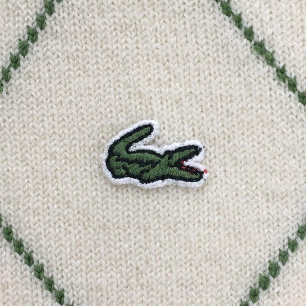 【超美品】ラコステ タートルネックセーター アイボリー×グリーン 格子 レディース 40 ゴルフウェア LACOSTE_画像3