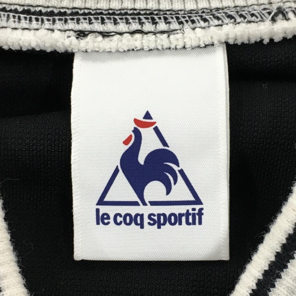 【超美品】ルコック ジャケットブルゾン 黒×白 リブボーダー ジャージ ワッペン メンズ M ゴルフウェア le coq sportifの画像5