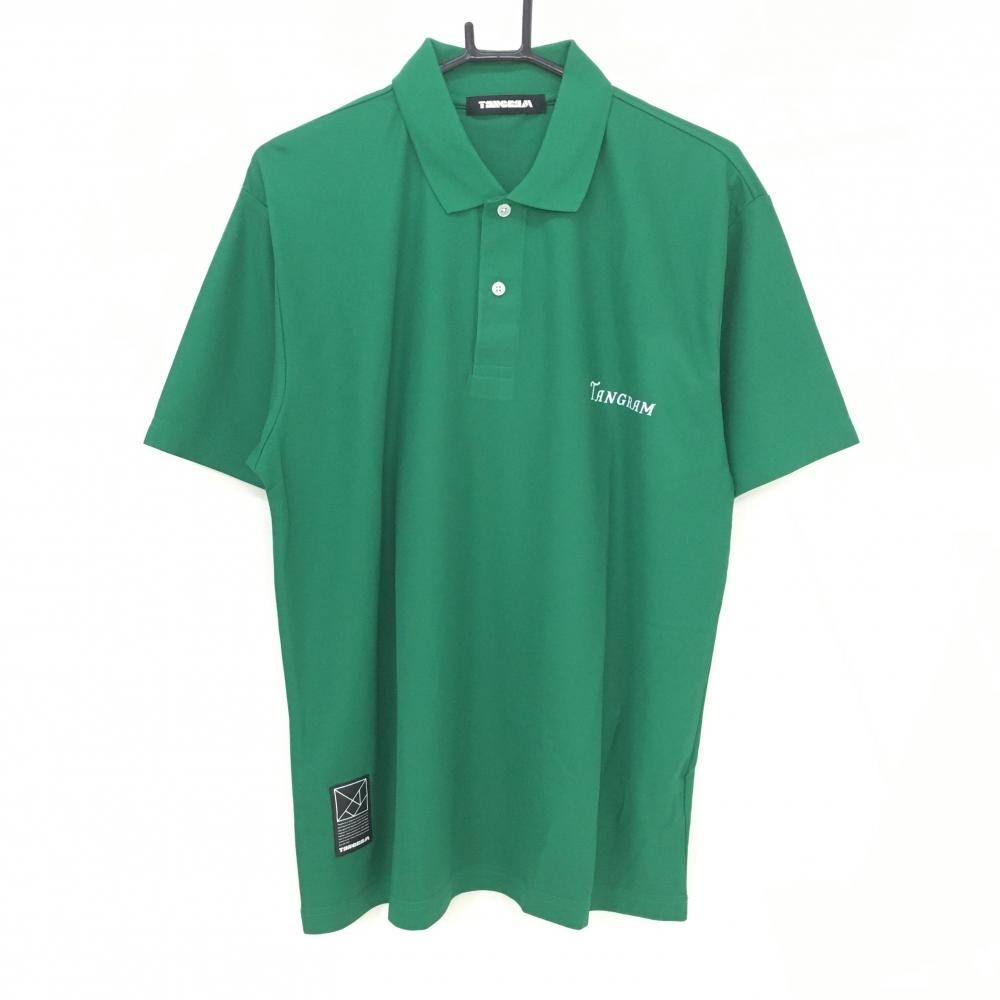 【超美品】タングラム 半袖ポロシャツ グリーン 背面プリント メンズ L ゴルフウェア TANGRAM_画像1