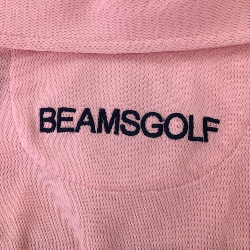 【超美品】ビームスゴルフ 半袖ポロシャツ ピンク×ネイビー ロゴ刺しゅう メンズ M ゴルフウェア 2022年モデル BEAMS GOLF_画像4