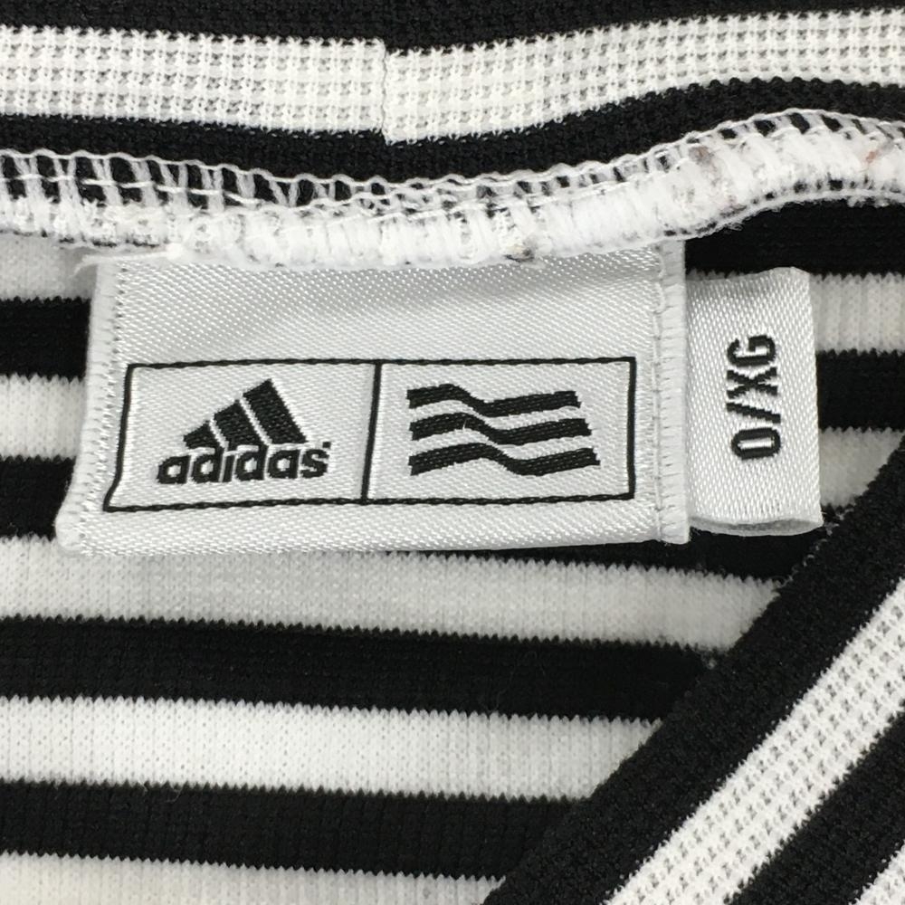 【超美品】アディダス 長袖ハイネックシャツ 白×黒 ボーダー メンズ O/XG ゴルフウェア adidas_画像4