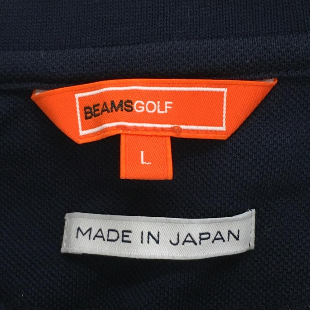 ビームスゴルフ 半袖ポロシャツ ネイビー×オレンジ 総柄 ロゴ刺しゅう レディース L ゴルフウェア BEAMS GOLF_画像6