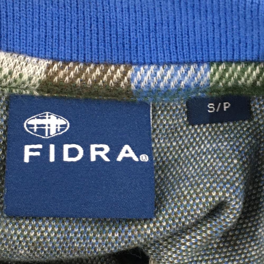 【美品】フィドラ 半袖ポロシャツ ブルー×グリーン チェック 表微起毛 レディース S/P ゴルフウェア FIDRA_画像4
