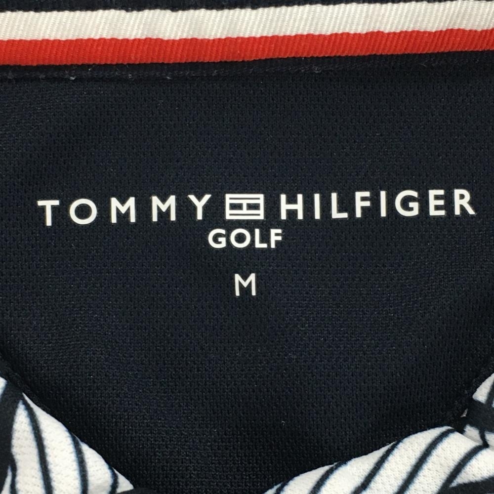 【超美品】トミーヒルフィガー フレンチスリーブポロシャツ ネイビー×白 一部柄 胸元ロゴ レディース M ゴルフウェア Tommy Hilfiger Golf_画像5