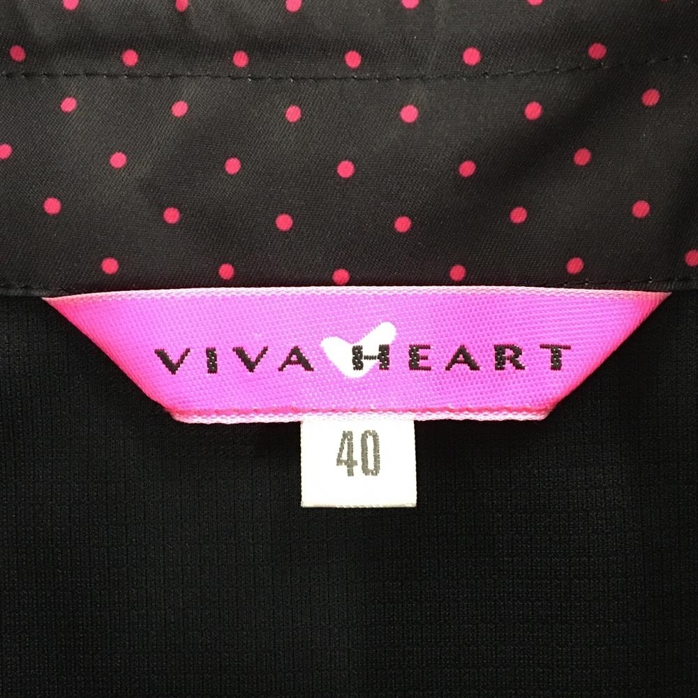 【超美品】ビバハート 半袖ハイネックワンピース 黒×ピンク ハーフジップ 一部ドット レディース 40 ゴルフウェア VIVA HEART_画像6