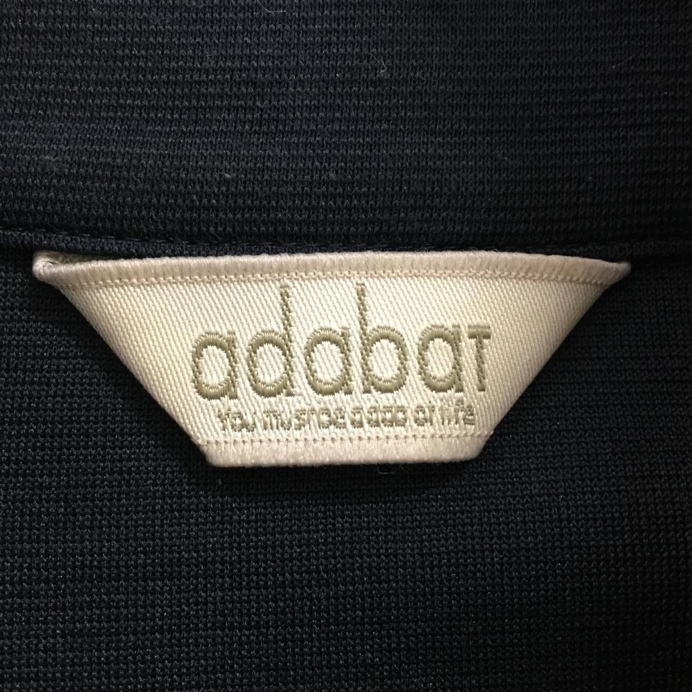  Adabat long sleeve high‐necked shirt navy × white lower part border half Zip men's 48(L) Golf wear adabat