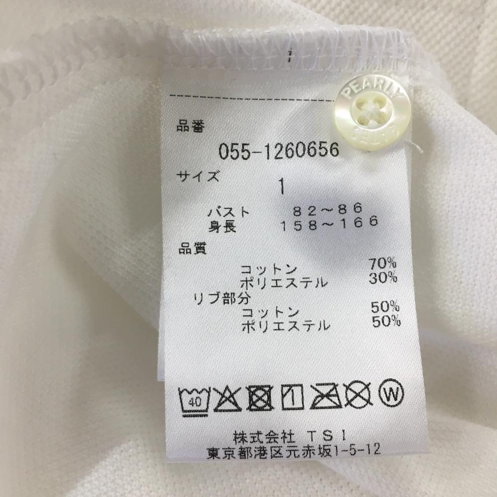 【美品】パーリーゲイツ 半袖ポロシャツ 白×黒 ロゴ文字総柄 レディース 1(M) ゴルフウェア PEARLY GATES_画像5