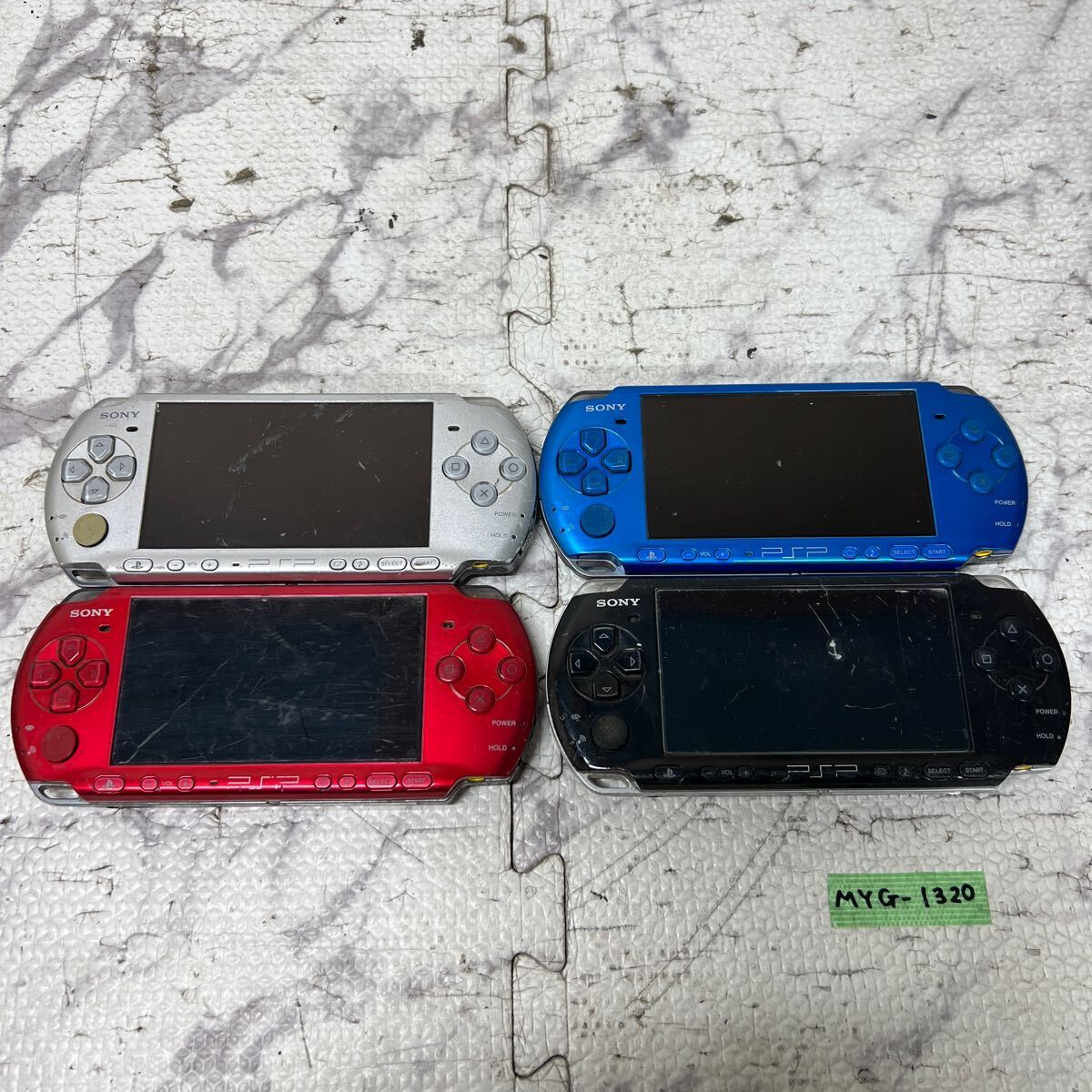 MYG-1320 激安 ゲー厶機 PSP 本体 SONY PSP-3000 通電、起動OK 4点 まとめ売り ジャンク 同梱不可