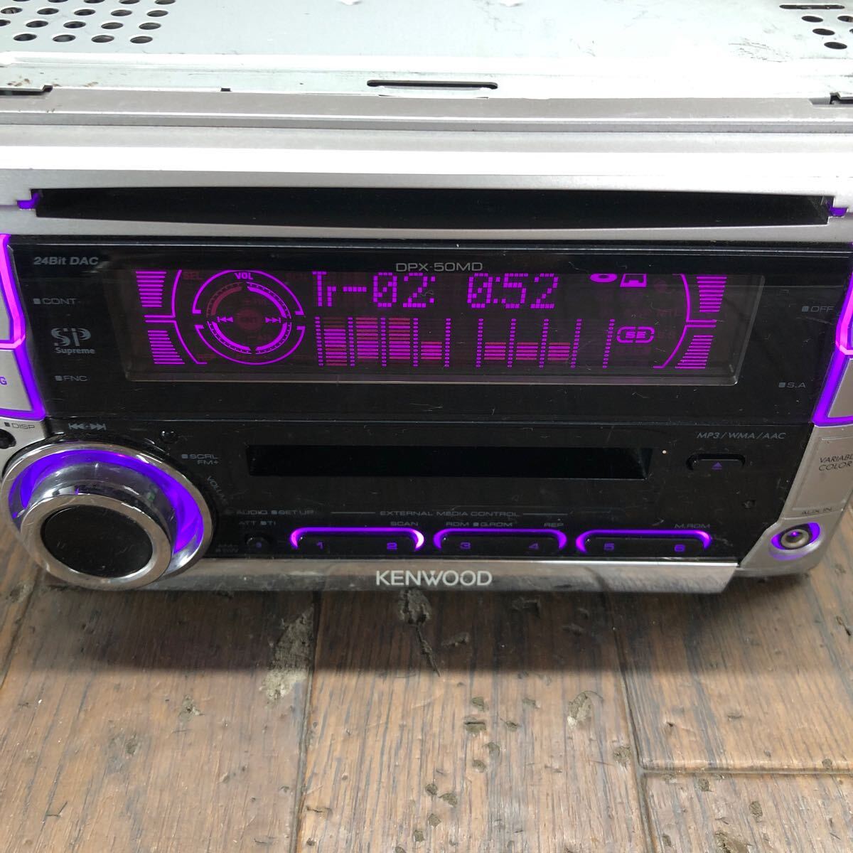 AV3-220 激安 カーステレオ KENWOOD DPX-50MDS CD MD FM/AM AUX プレーヤー 本体のみ 簡易動作確認済み 中古現状品の画像2