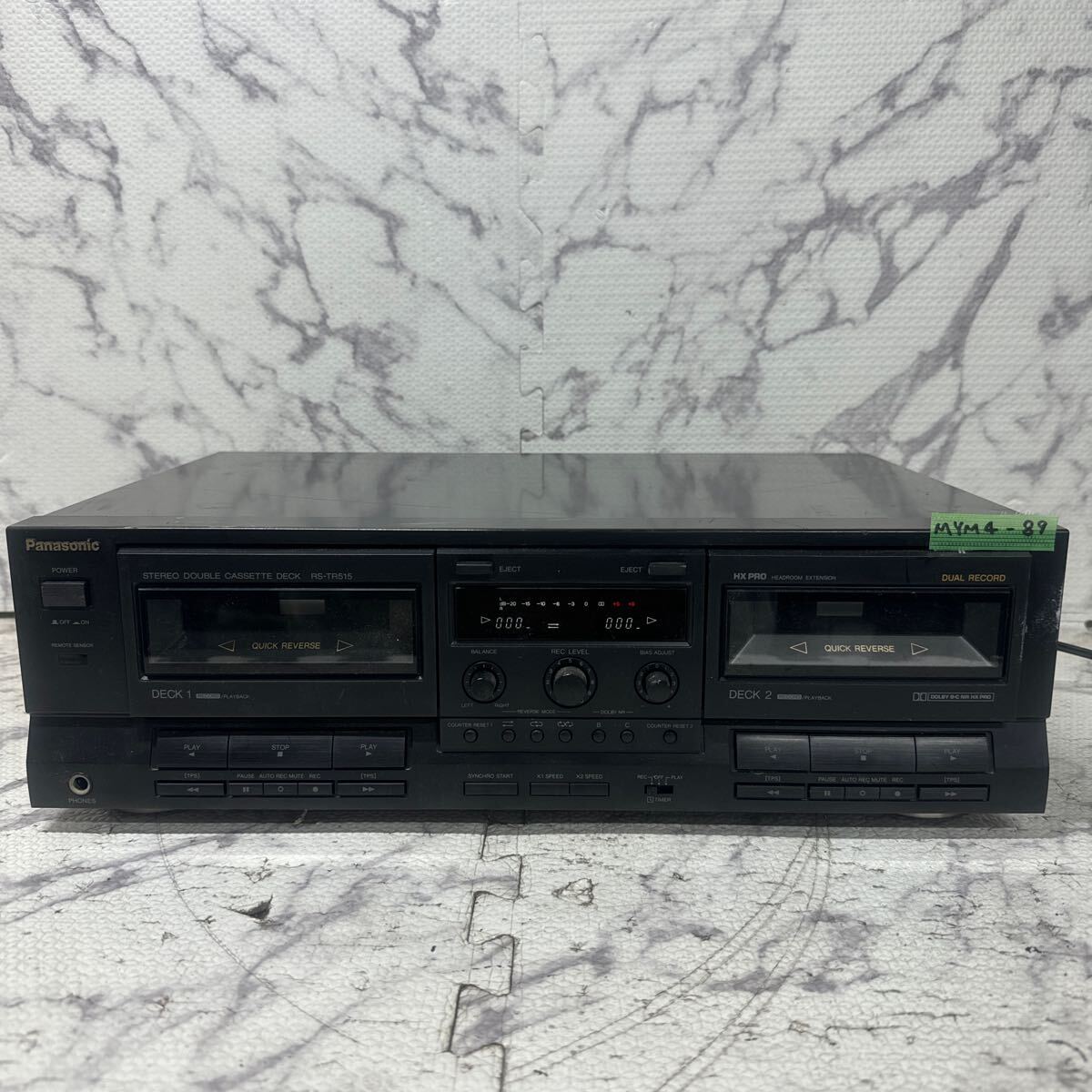 MYM4-89 激安 Panasonic STEREO DOUBLE CASSETTE DECK RS-TR515 ダブルカセットデッキ 通電OK 中古現状品 ※3回再出品で処分の画像1