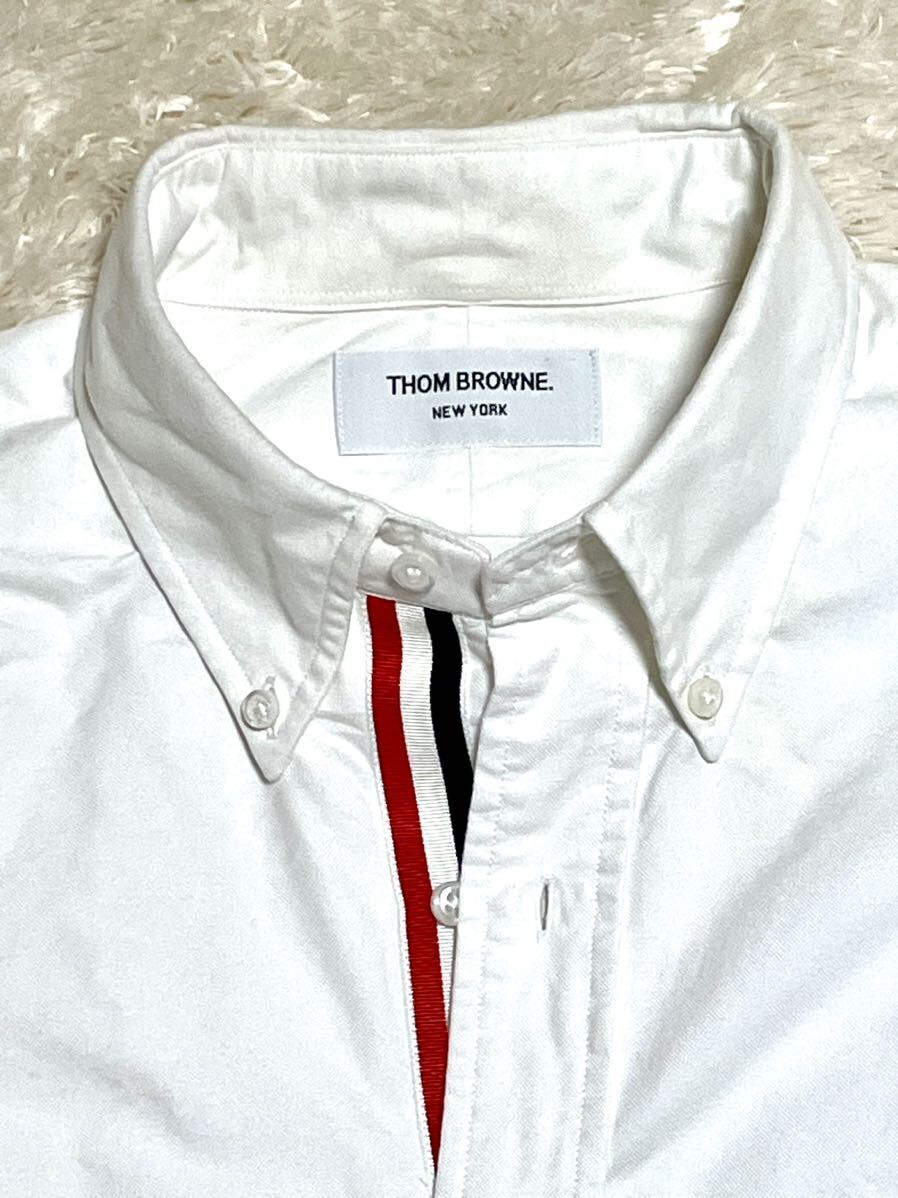 レアサイズ 3 ☆ THOM BROWNE NEW YORK ☆ トリコロール ストライプ B/D shirts ボタンダウンシャツ ホワイト WHT 白_画像3