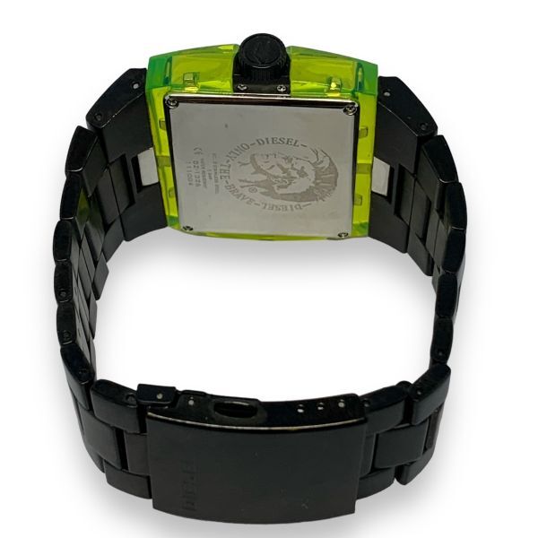 ■稼働品・極美品・良品　DIESEL ディーゼル　DZ-1326　黒文字盤　グリーンｘブラック　ＳＳ　メンズ腕時計　新品電池交換済