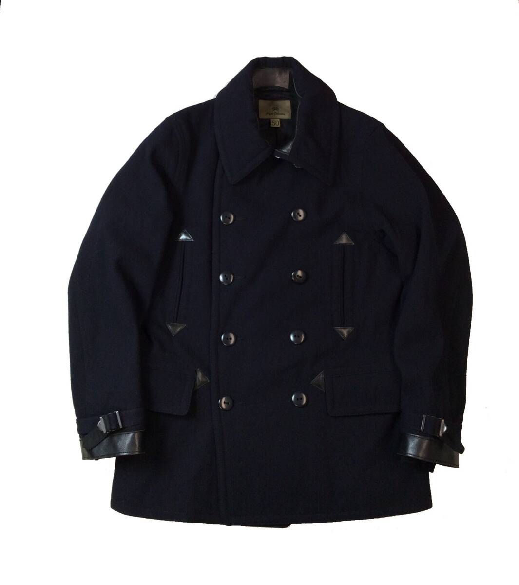 ナイジェルケーボン Nigel Cabourn Pコート ピーコート ウールジャケット ブラック 黒 レザー メンズ 50の画像1