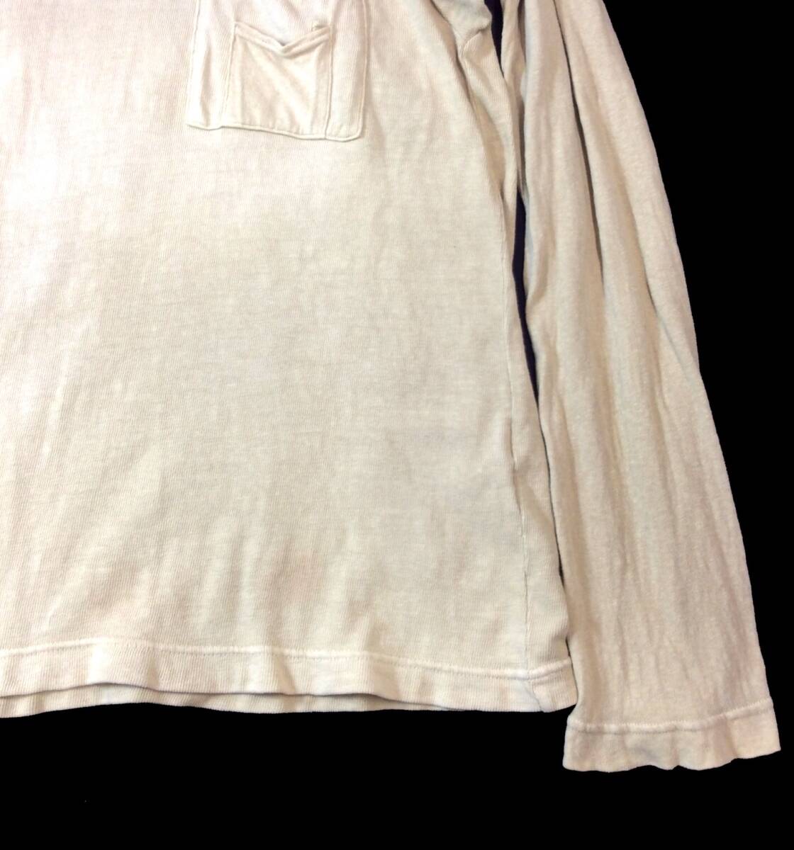 KAPITAL キャピタル 長袖Tシャツ ポケット付き カットソー ライトカーキ系 コットン メンズ 4 _画像4