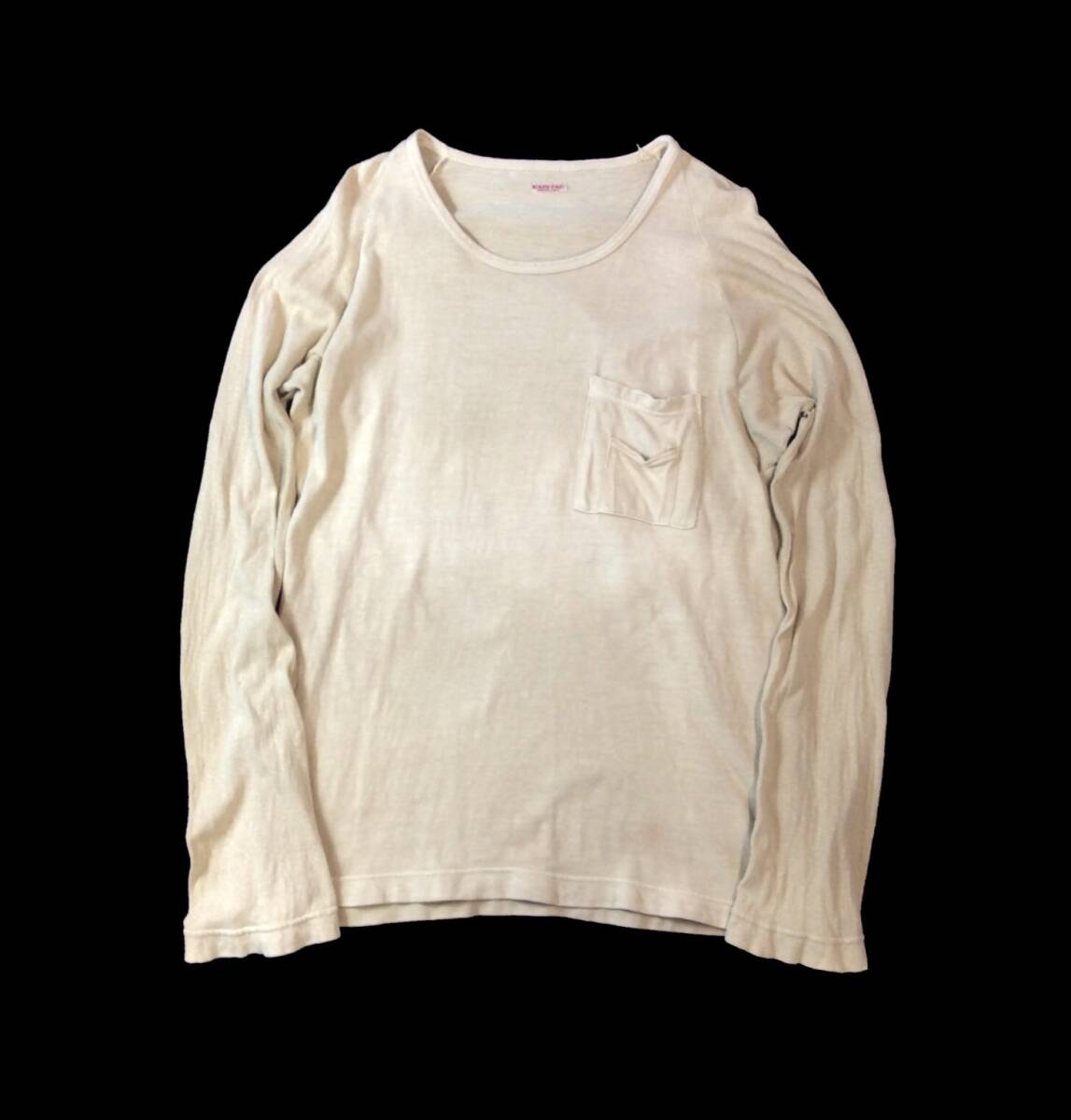 KAPITAL キャピタル 長袖Tシャツ ポケット付き カットソー ライトカーキ系 コットン メンズ 4 _画像1