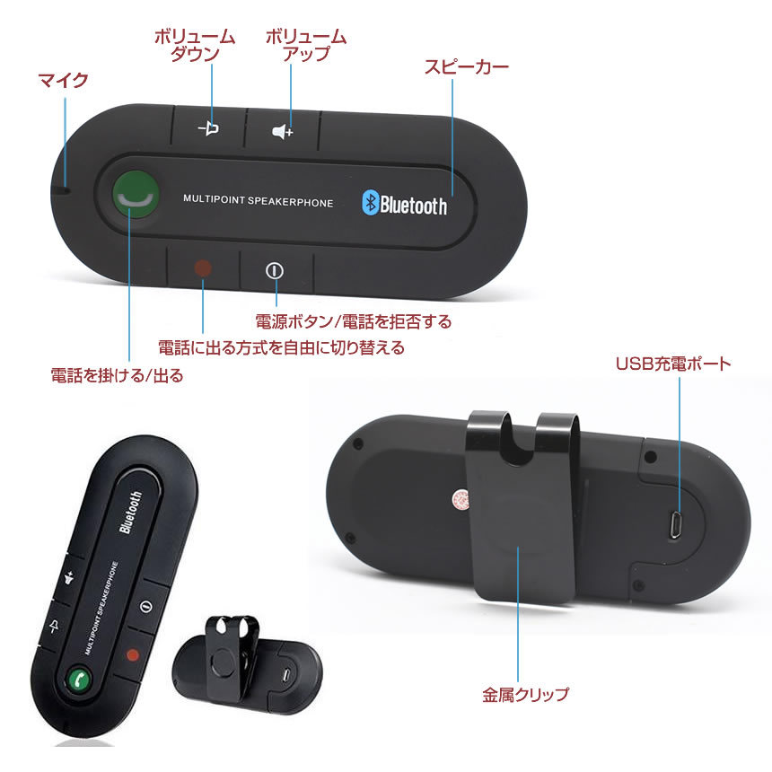 Bluetooth スピーカーフォン 車載 車用 スマートフォン スマホ ブルートーキング 無線 音楽 通話 カー用品 車内 CM-BLUETALKINGの画像6